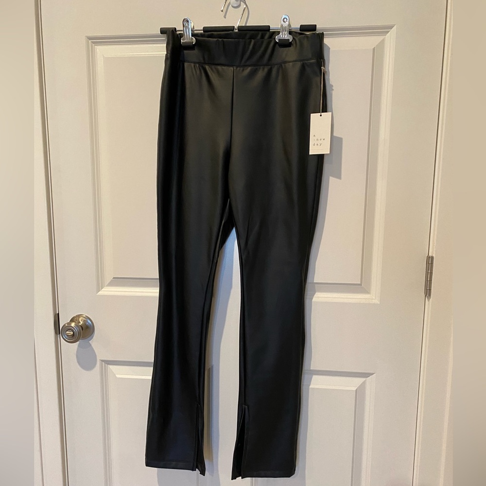 NWT Faux Leather Split Hem Pants size Medium